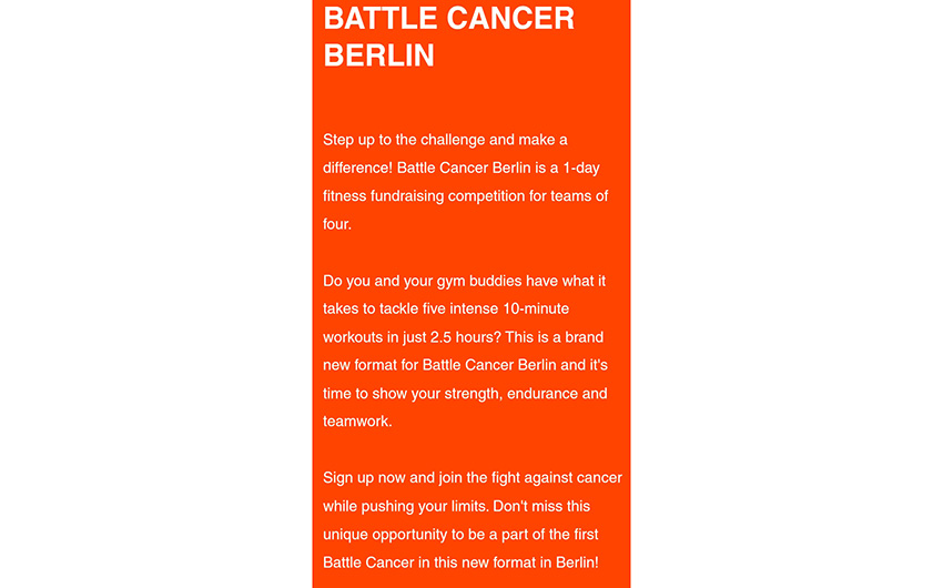 Battle Cancer Sportveranstaltung